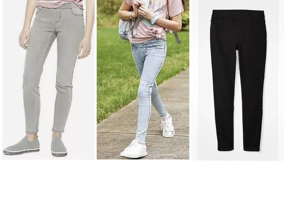 Lot Of 3 Justice Stretchy Girls' Pull On Jean Leggings Jeggings Pants Size 10